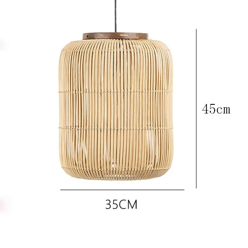 Black Rattan Barrel Hanging Lamp Fixtures