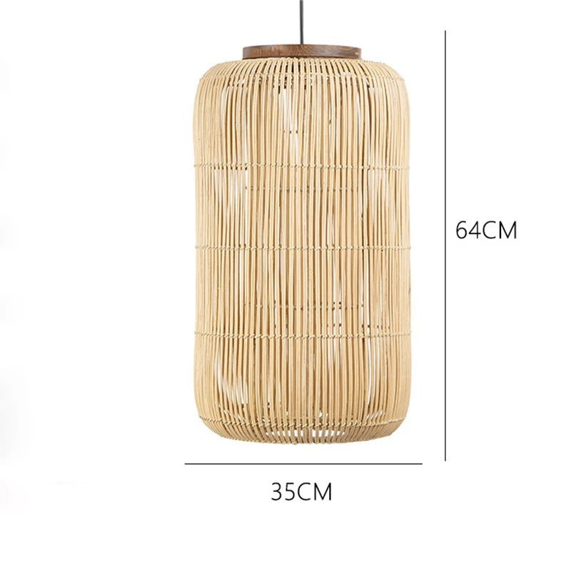 Black Rattan Barrel Hanging Lamp Fixtures