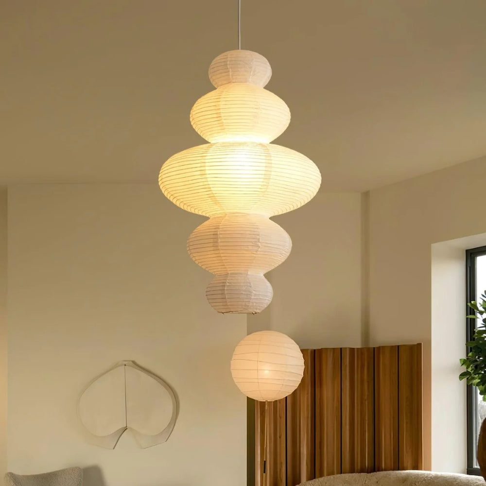wabi sabi akari juni rice paper pendant light for living room