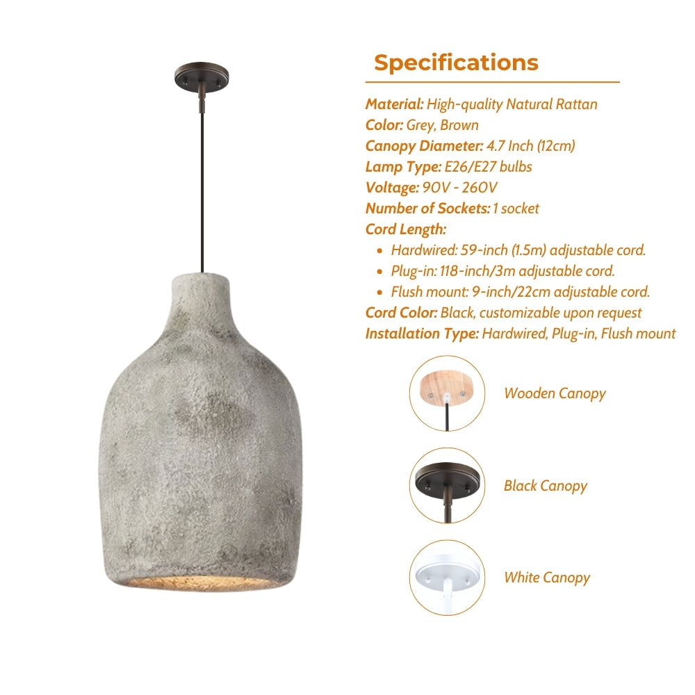 wabi sabi ceramic resin vase pendant light specifications