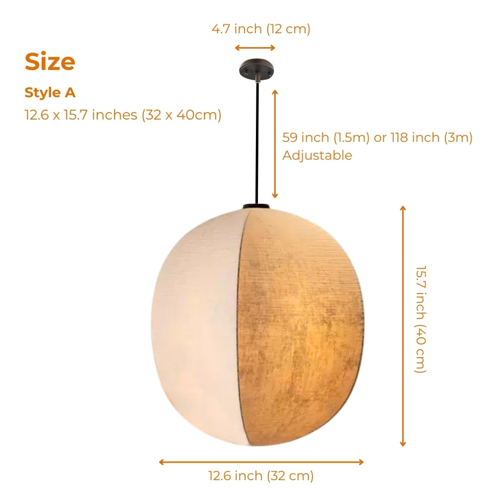 wabi sabi fabric lantern pendant light size style a