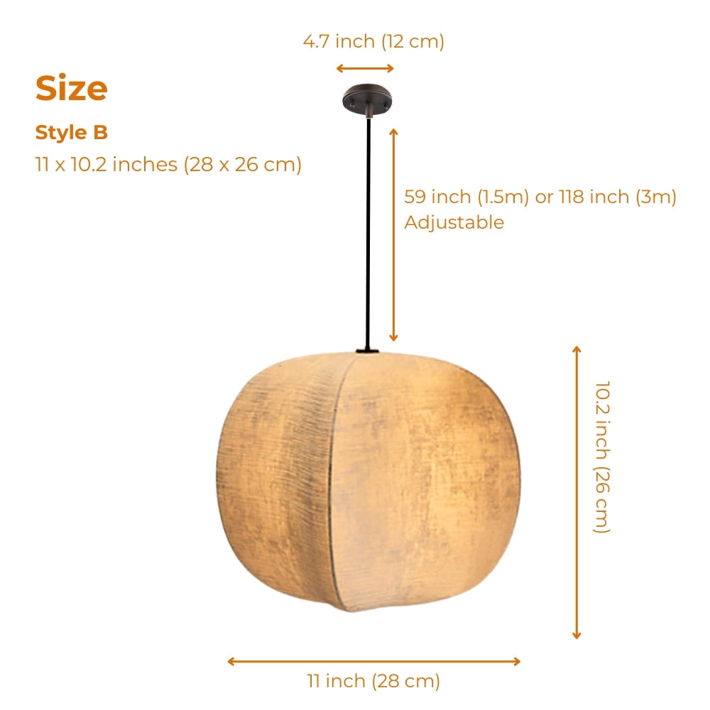 wabi sabi fabric lantern pendant light size styel b