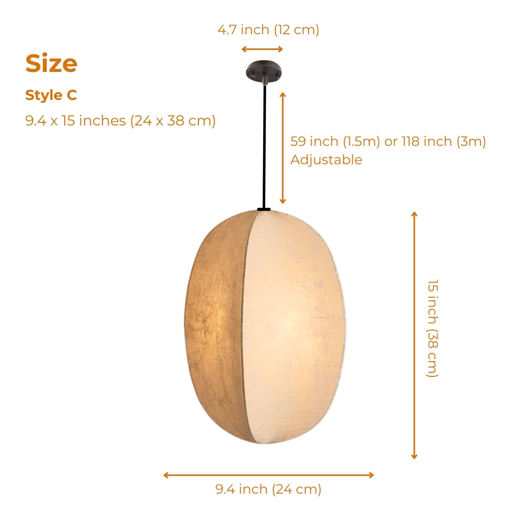 wabi sabi fabric lantern pendant light size c