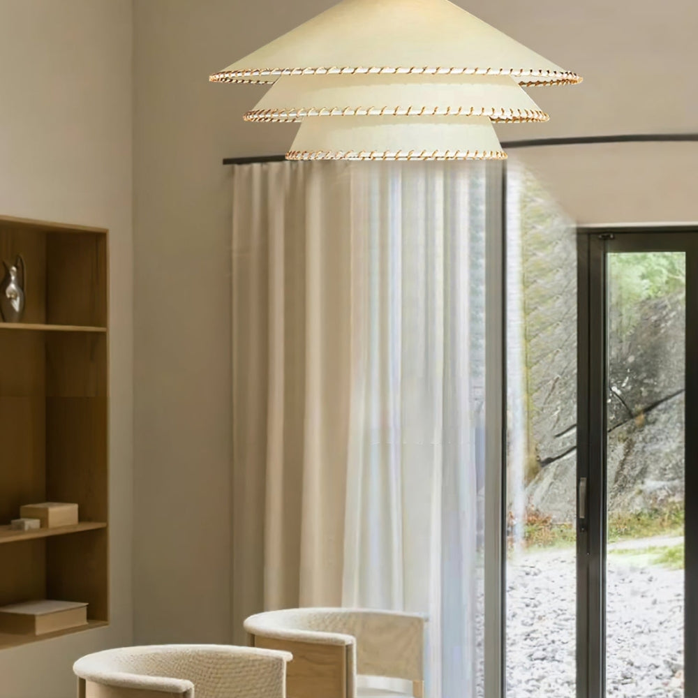 wabi sabi parchment 3 tier planas pendant lamp for living space