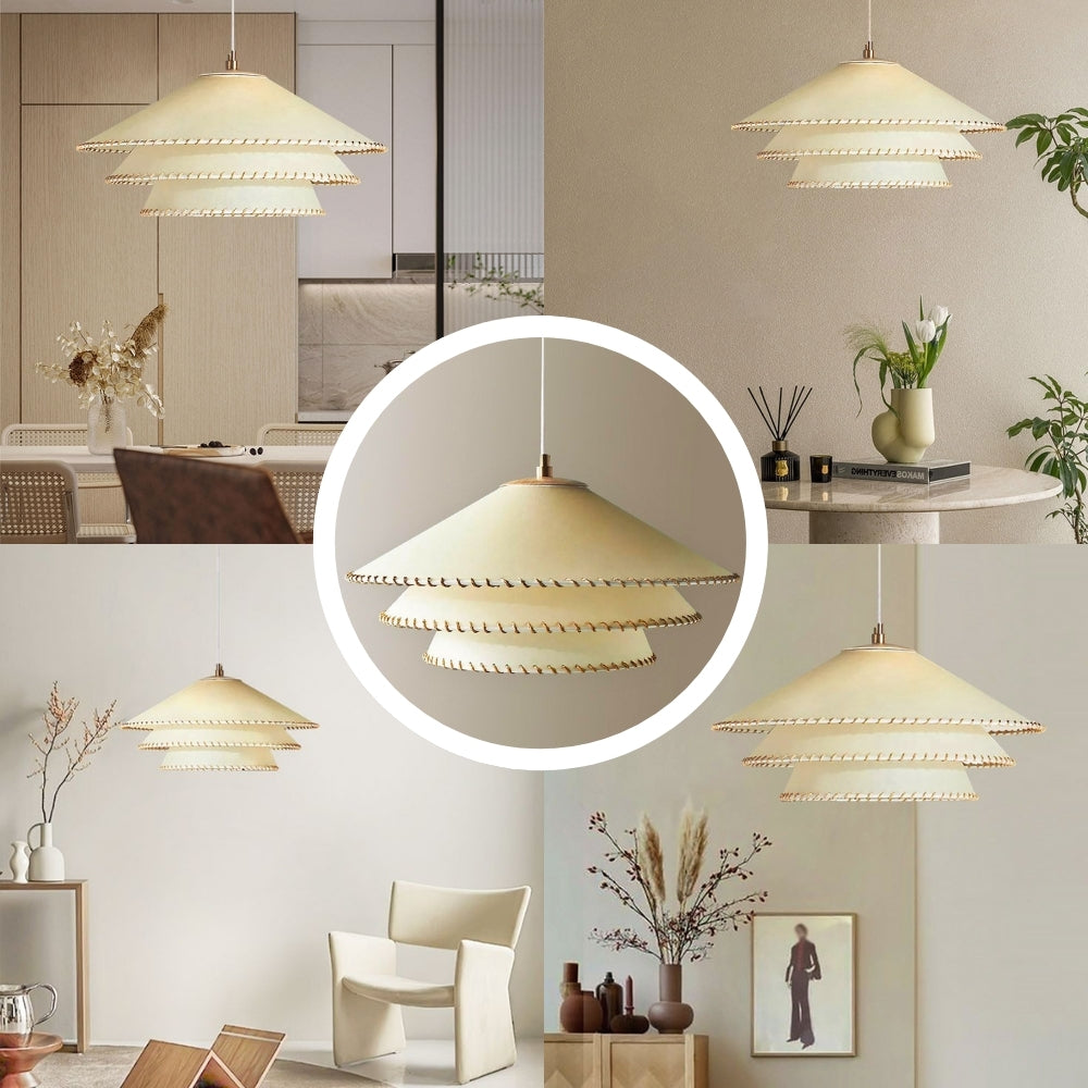 wabi sabi parchment 3 tier planas pendant lamp for room