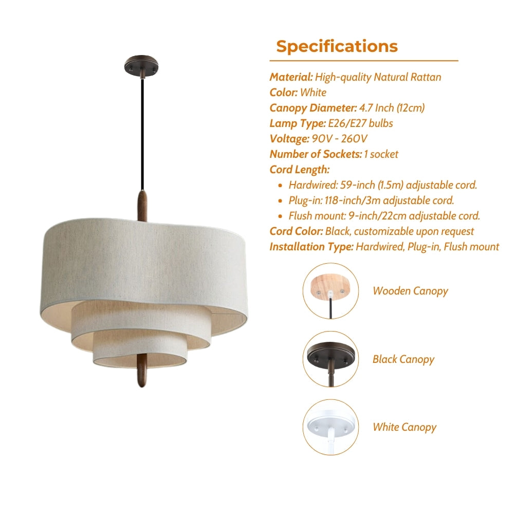 wabi sabi pebble fabric multi layer pendant lamp specifications