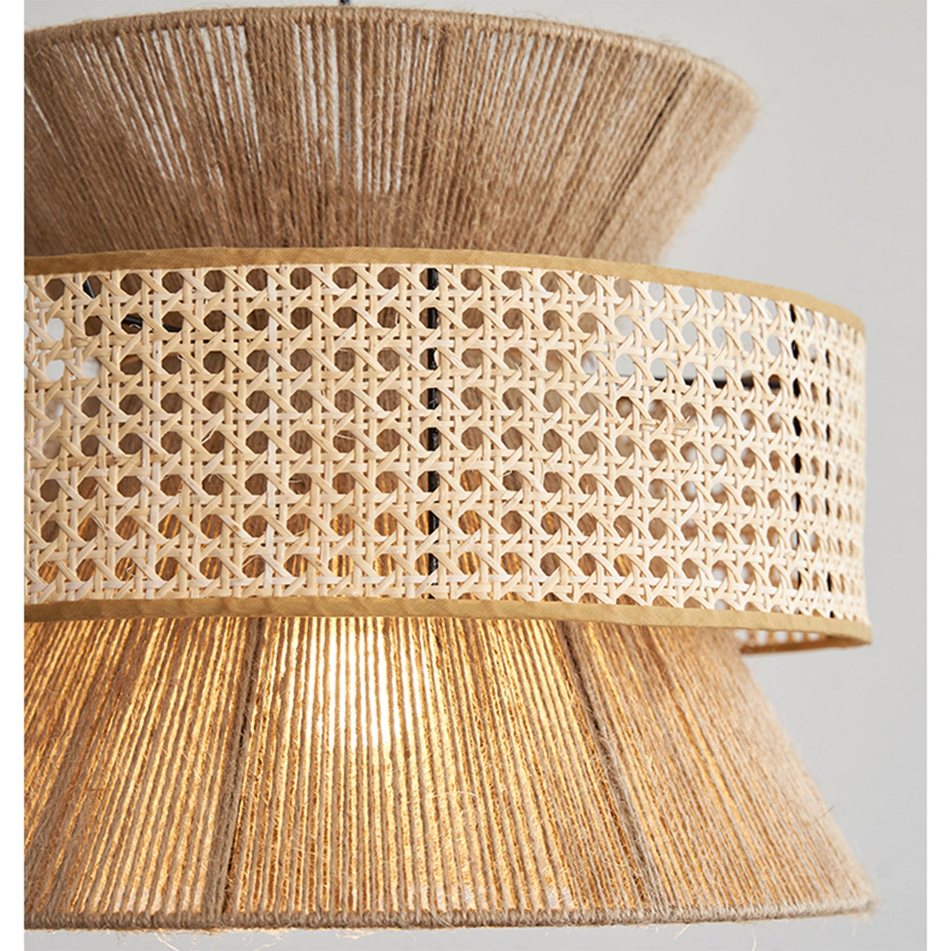 wicker drum pendant light shade detail