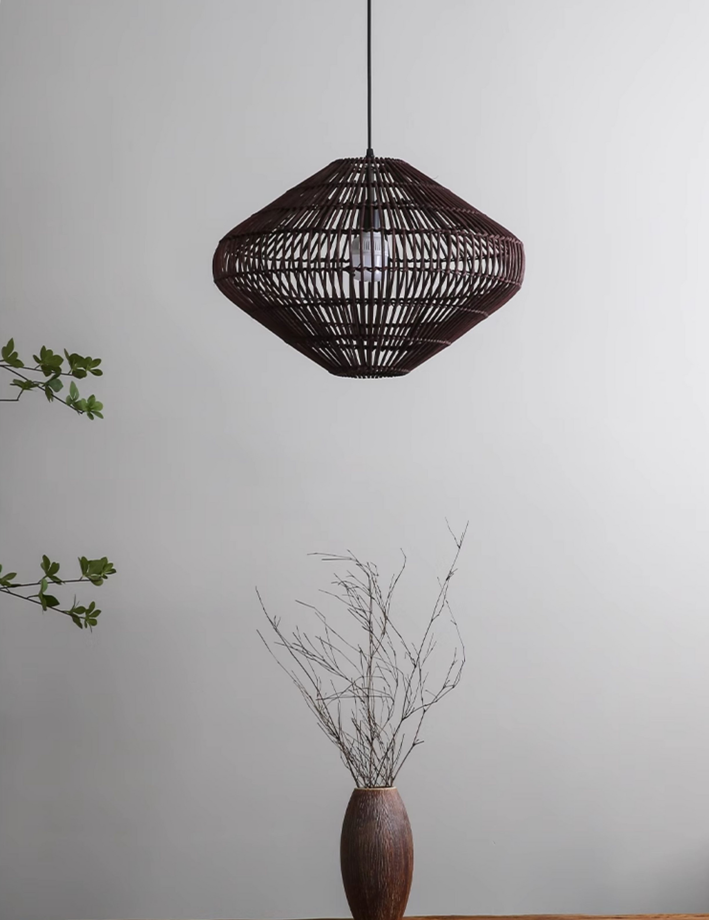 Geometric Diamond Rattan Pendant Light