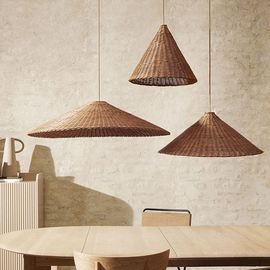 rattan cone pendant light
