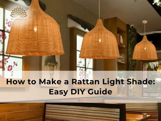 A satisfying way to add coziness and organic texture to your room is to make your own rattan light shade