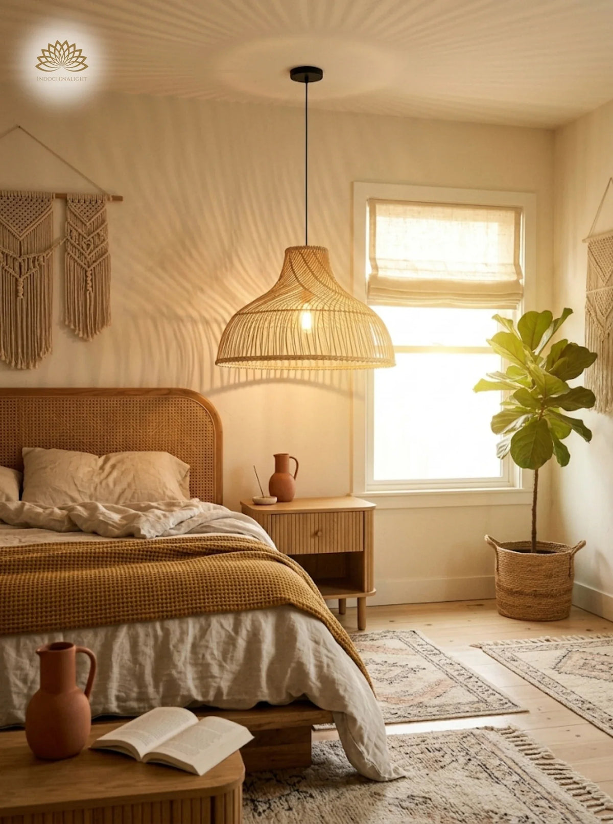Boho rattan pendant lights