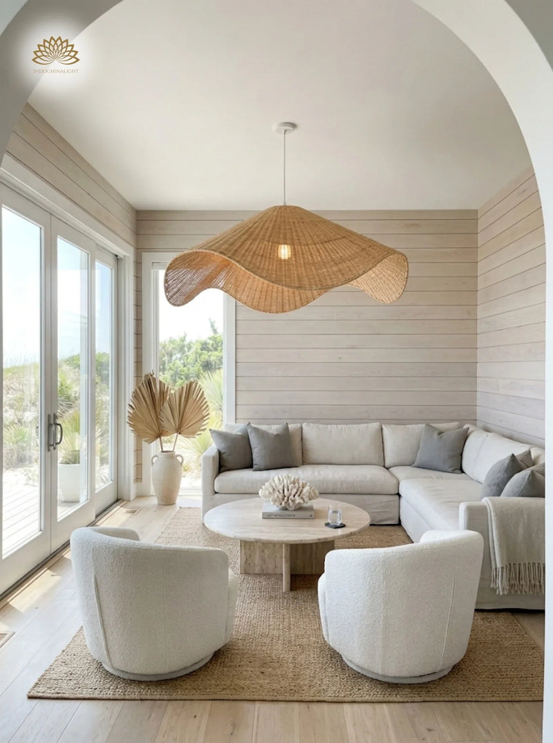 Coastal rattan pendant lights
