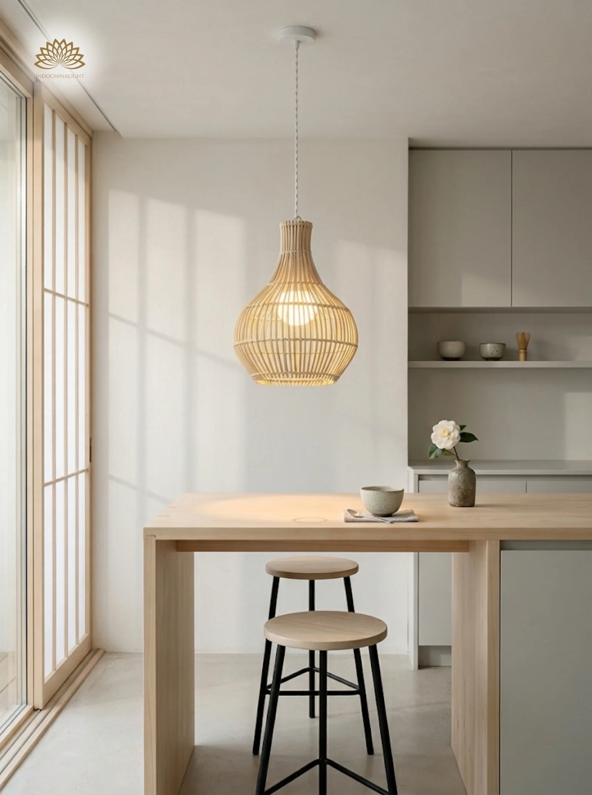 Minimalist rattan pendant lights