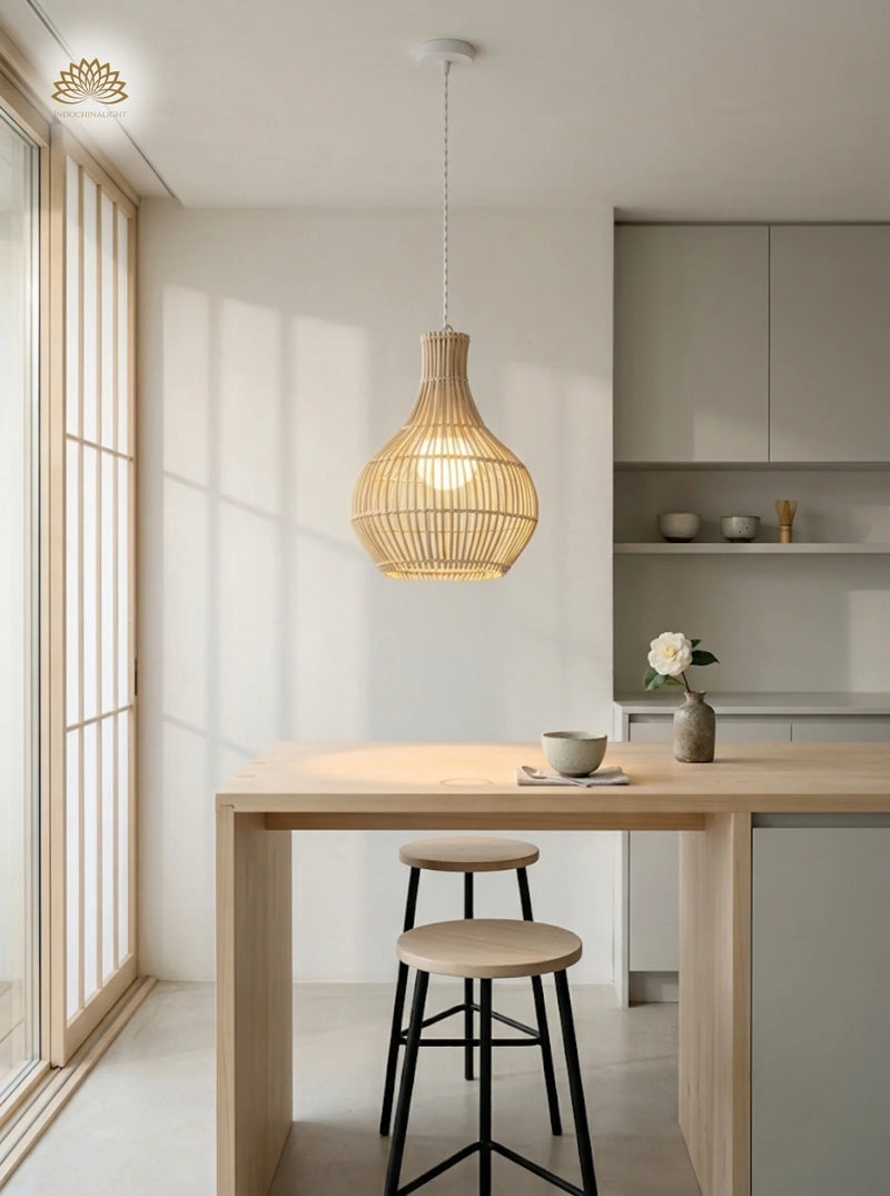 Minimalist rattan pendant lights
