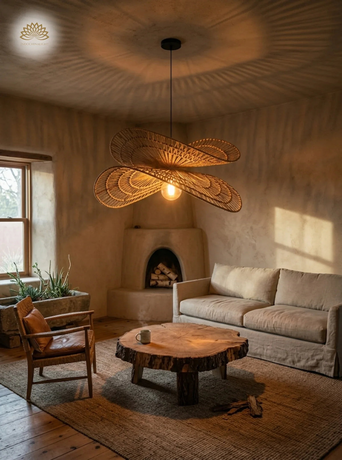 Rustic rattan pendant lights
