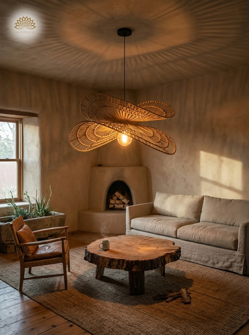 Rustic rattan pendant lights