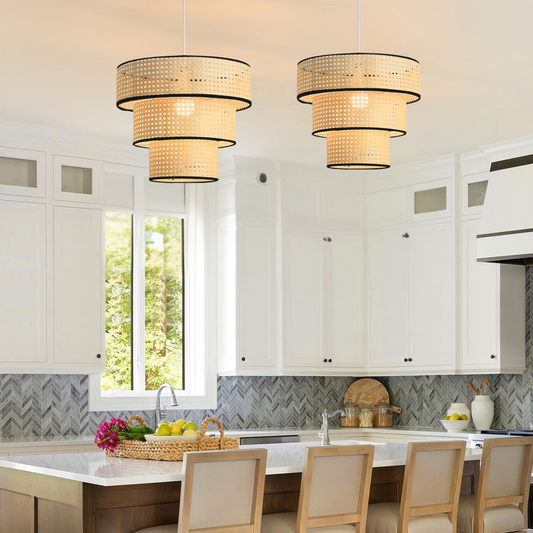ArcoMead Tiered Rattan Pendant Light