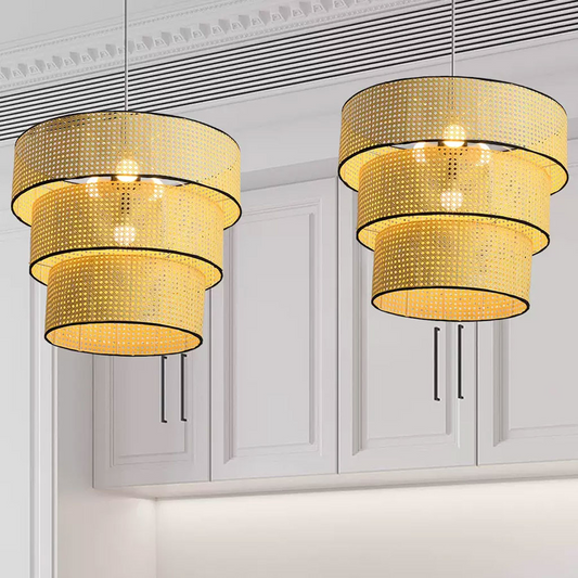 ArcoMead Tiered Rattan Pendant Light