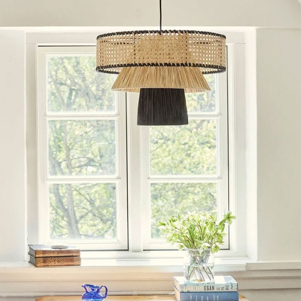 Boho Tiered Drum Rattan Pendant Light