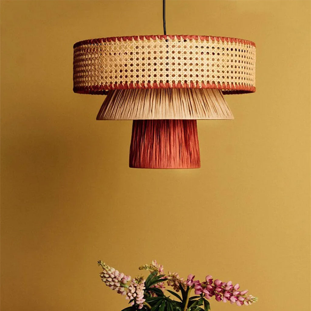 Boho Tiered Drum Rattan Pendant Light