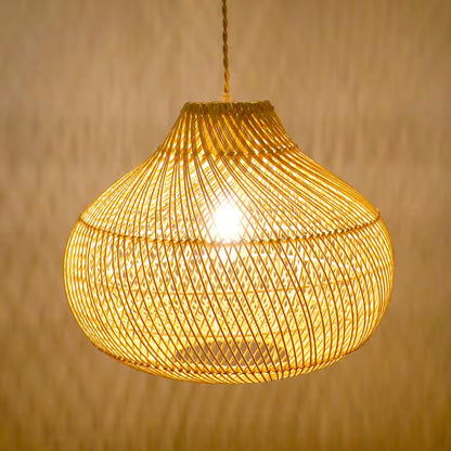 16 Inch Karjearl Boho Basket Rattan Pendant Light Effect