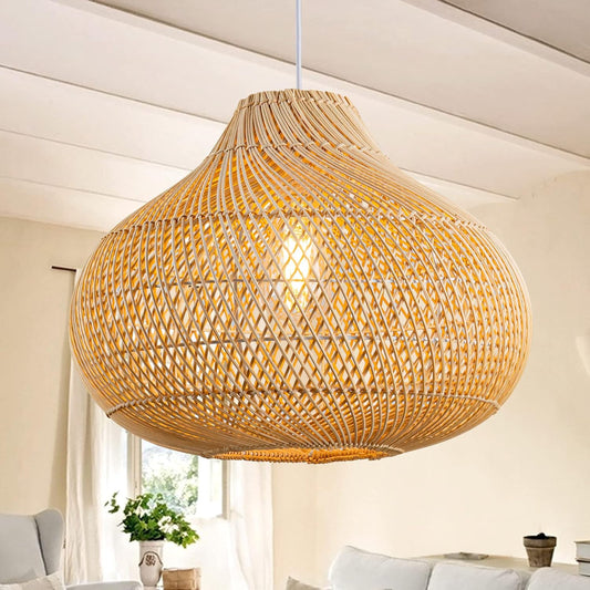 16 Inch Karjearl Boho Basket Rattan Pendant Light