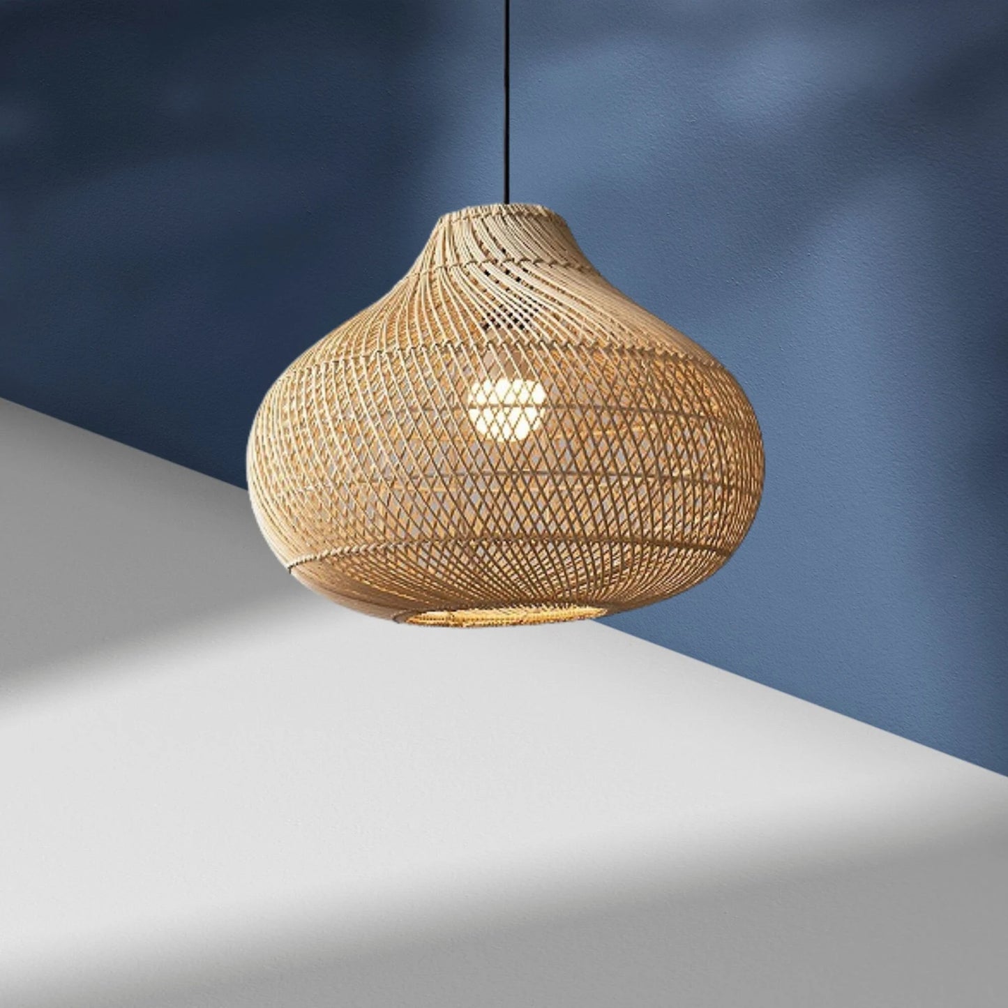 16 Inch Karjearl Woven Basket Rattan Hanging Light