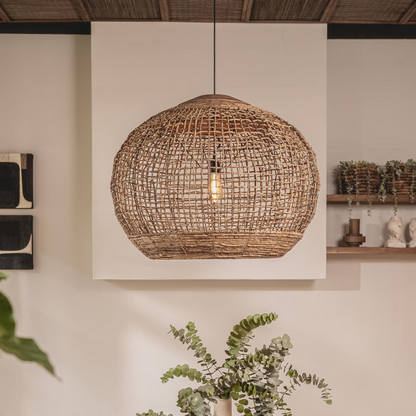 Rustic Globe Woven Rattan Pendant Light