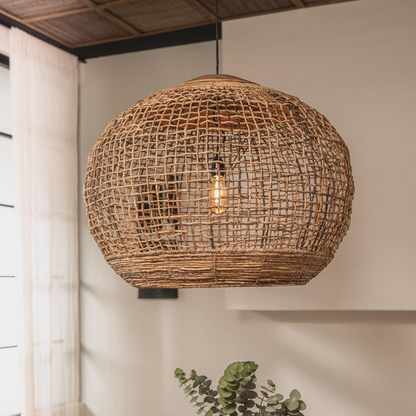 Rustic Globe Woven Rattan Pendant Light