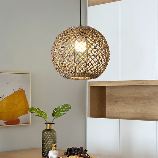 Boho Globe Wicker Pendant Light