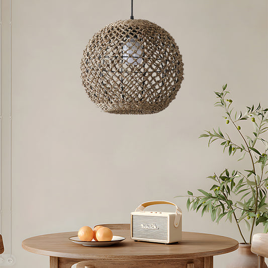 Boho Globe Wicker Pendant Light