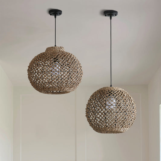 Boho Globe Wicker Pendant Light