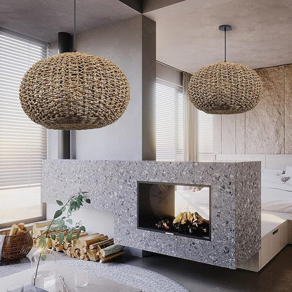 Rustic Globe Wicker Pendant Light