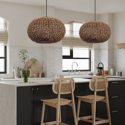 Rustic Globe Wicker Pendant Light