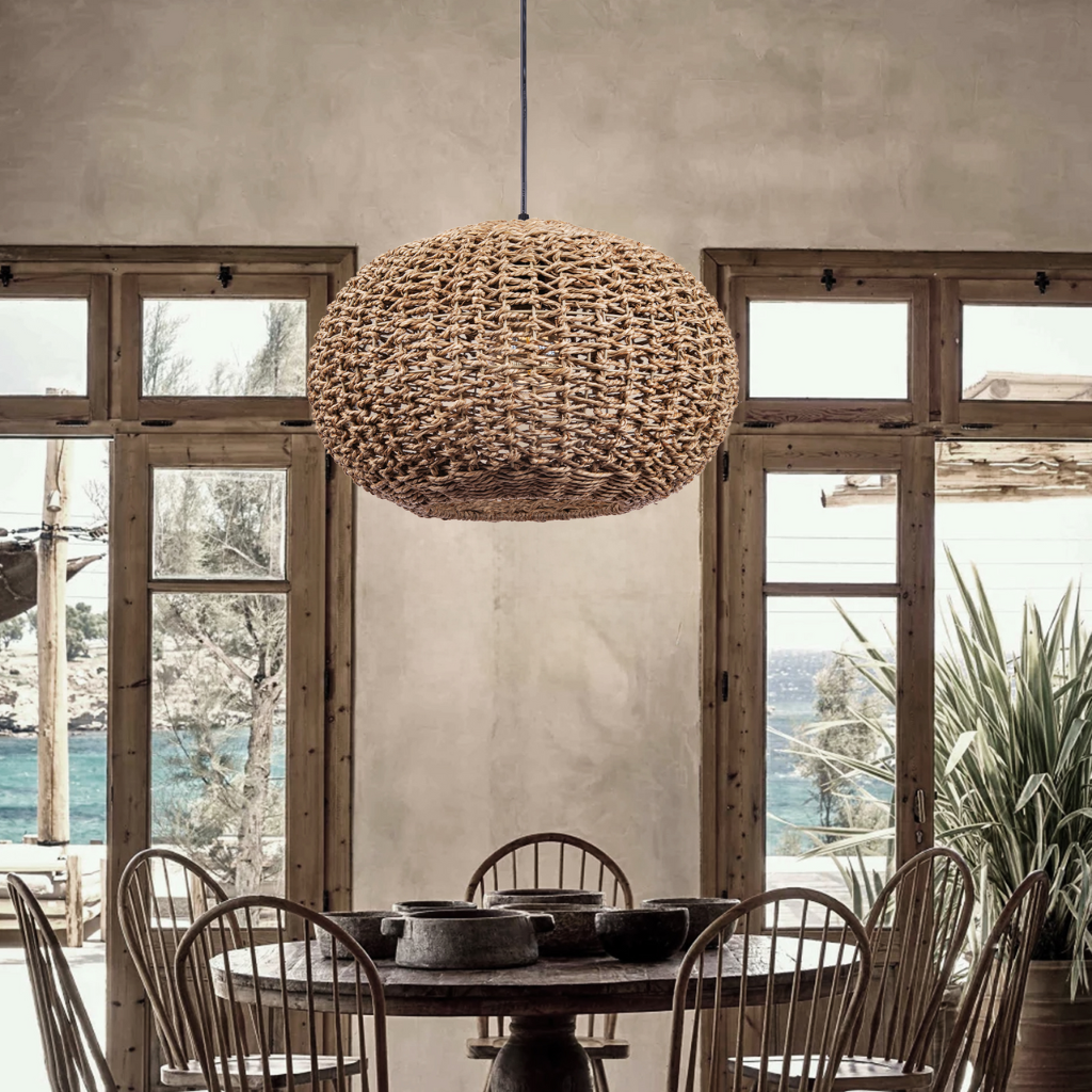 Rustic Globe Wicker Pendant Light