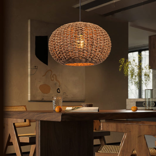 Rustic Globe Wicker Pendant Light