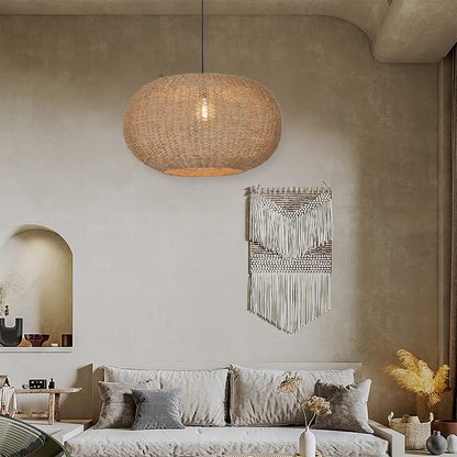 Rustic Globe Wicker Pendant Light