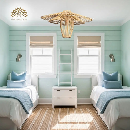 24 Inch Boho Rattan Pendant Light for bedroom