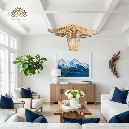 24 Inch Boho Rattan Pendant Light for living room