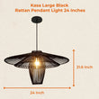 Kasa Large Black and Rattan Light Fixture 24 Inches