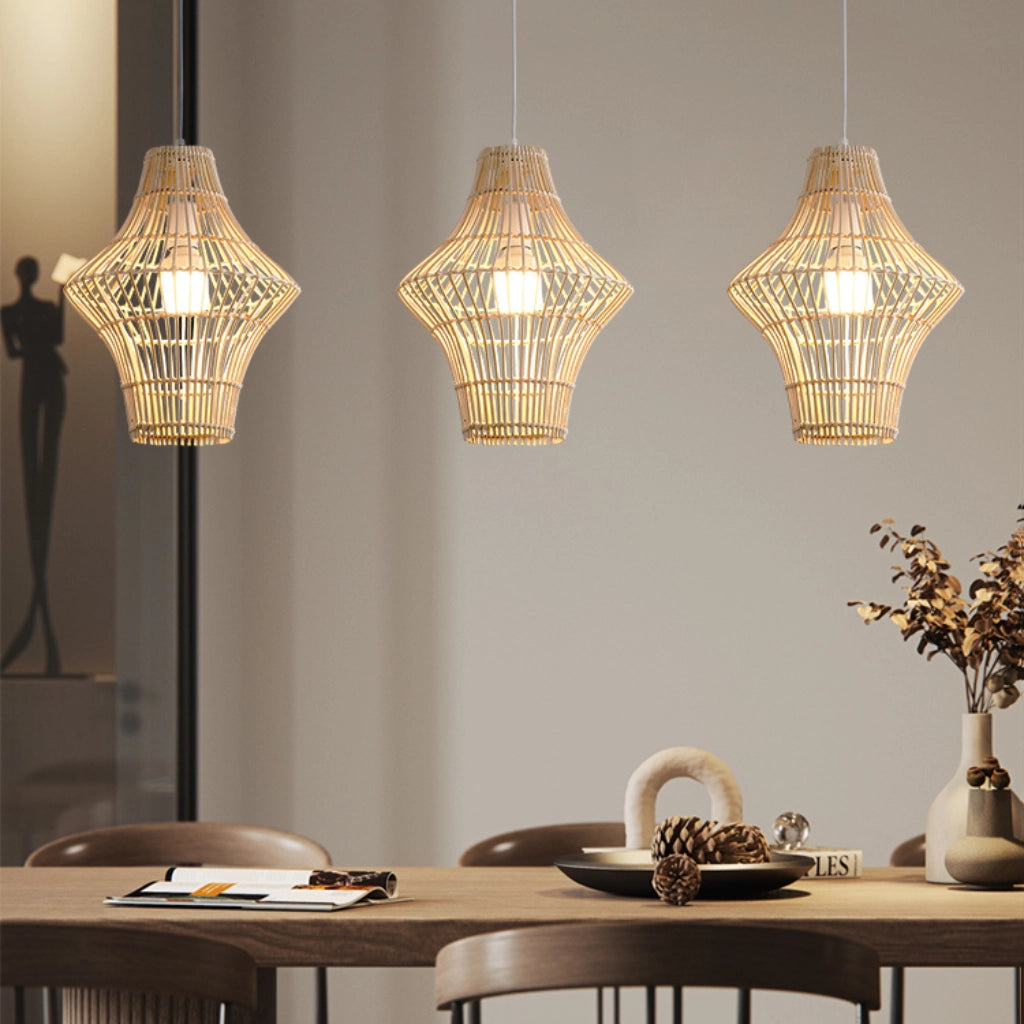 Small Geometric Rattan Pendant Light
