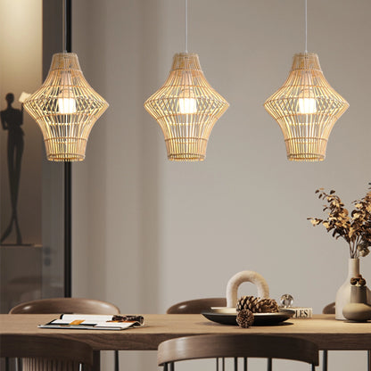 Small Geometric Rattan Pendant Light