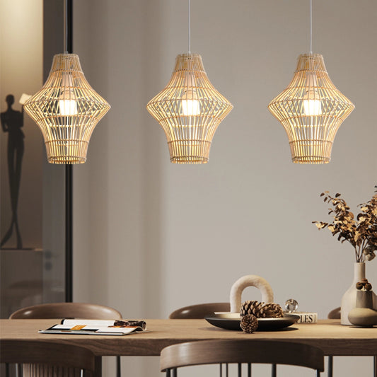 Geometric Rattan Pendant Light