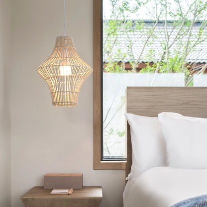 Small Geometric Rattan Pendant Light
