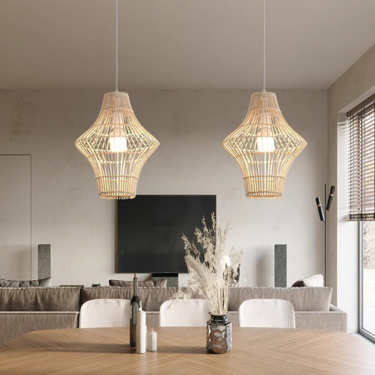 Geometric Rattan Pendant Light