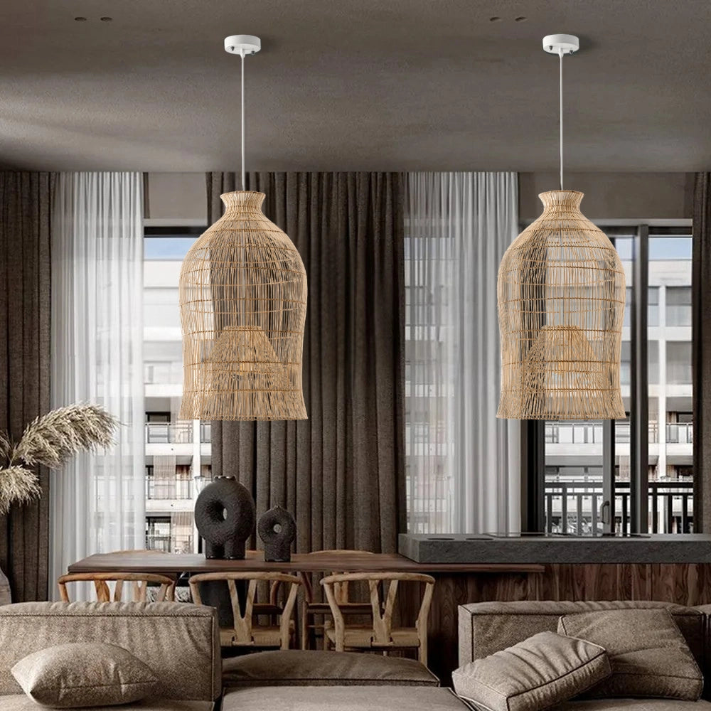 Lavinia Charming Bell Rattan Pendant Light