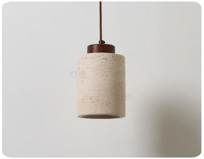 Arvo Wabi Sabi Cylinder Travertine Stone Pendant Light