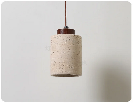Arvo Wabi Sabi Cylinder Travertine Stone Pendant Light