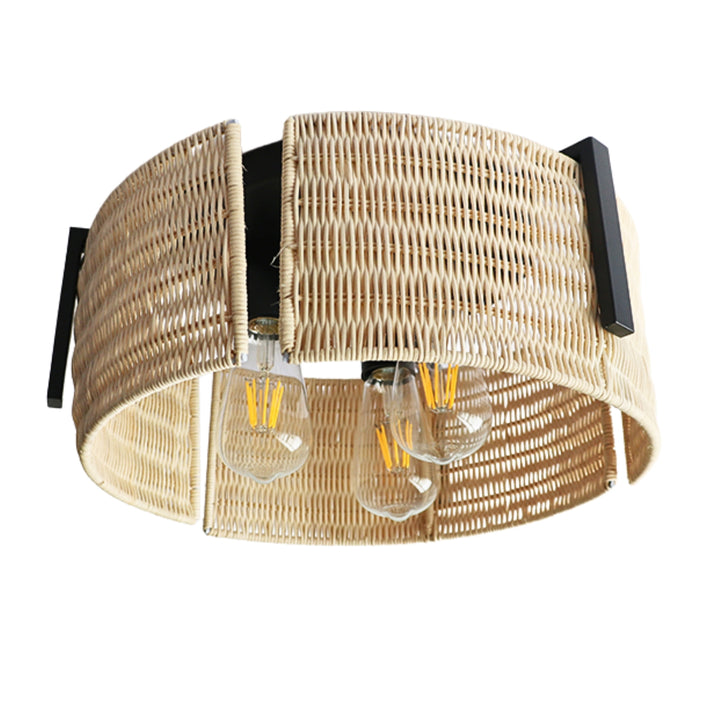 Grove Rattan Drum Flush Mount