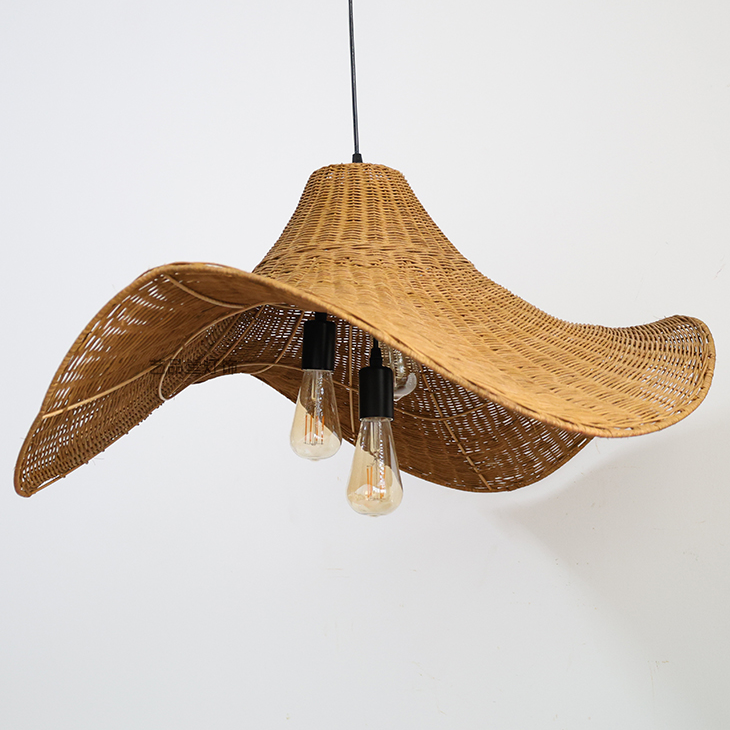 3-Light Selma Rattan Pendant Light - Three Bulbs